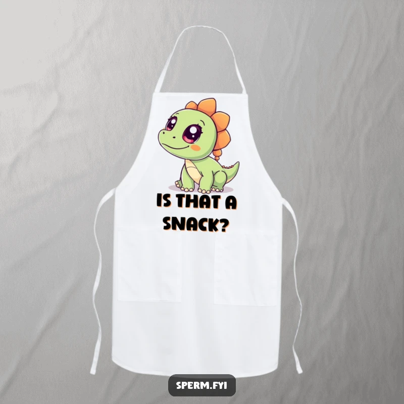 Funny Dinosaur Apron with a curious cartoon dinosaur showing wide eyes, perfect for adding humor to kitchen activities.