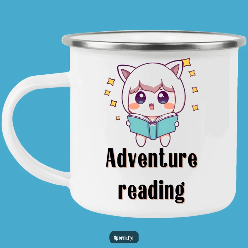 Funny Starry Book Camping Mug: Magical Character Gift for Outdoors
