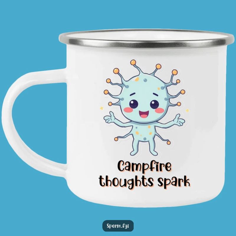 Funny Camping Mug: Happy Neuron Sending Signals, a Brainy Outdoor Humorous Gift