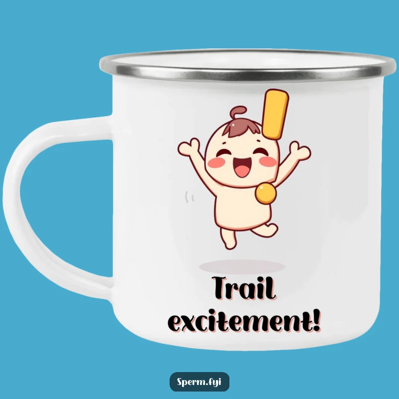 Funny Joyful Kawaii Character Camping Mug - Outdoor Gift for Excitement