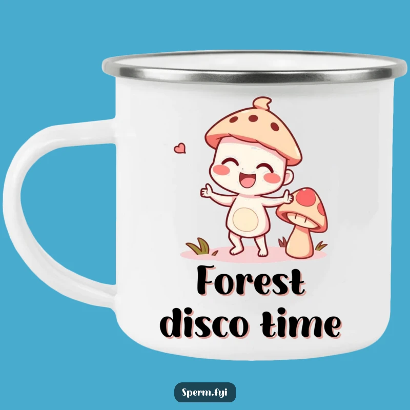 Funny Mushroom Dance Camping Mug: Whimsical Character Gift for Outdoors
