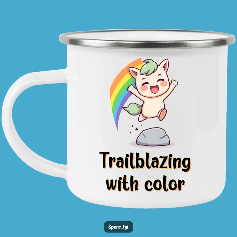 Funny Rainbow Leap Camping Mug: Durable & Joyful Gear for Adventurers Gift