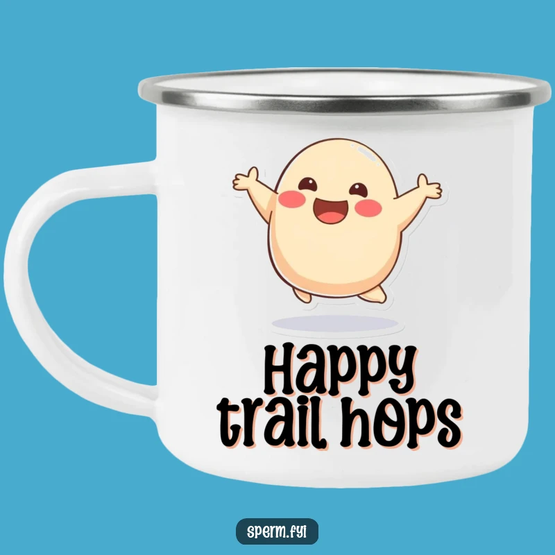 Funny Blob Bounce Camping Mug: Durable, Cheerful Enamel Mug for Happy Campers