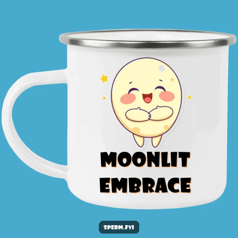 Funny Moon Hug Camping Mug: Sip Warmth Under the Night Sky