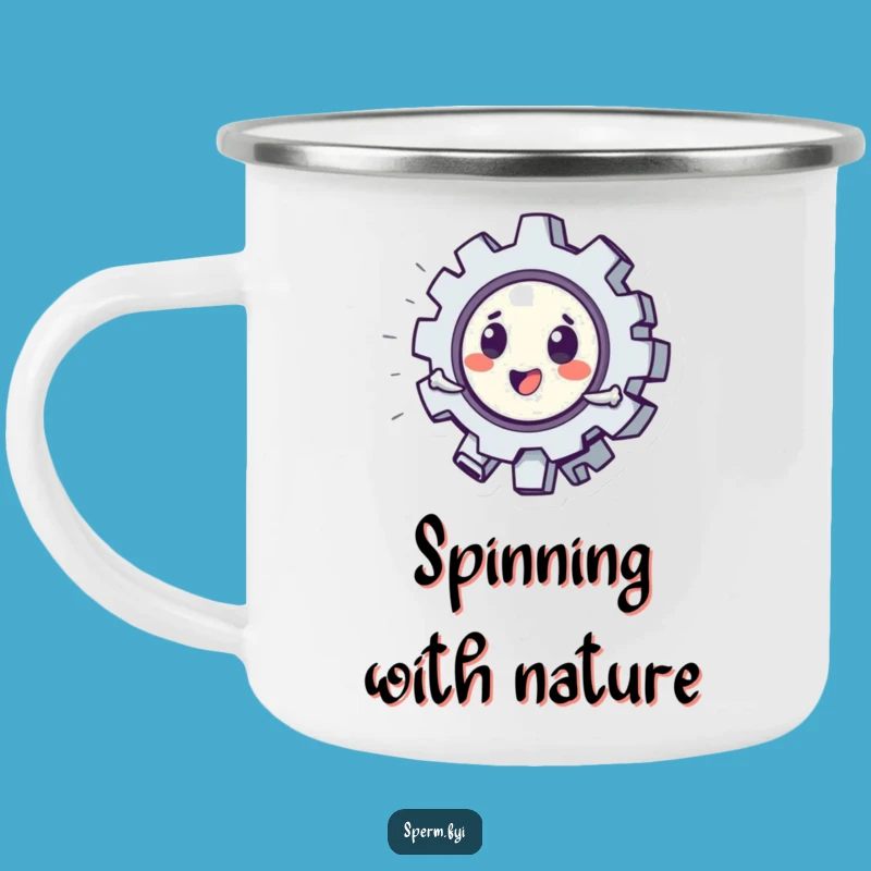 Funny Camping Mug: Playful Gear Character Spinning, an Adventurous Humorous Gift