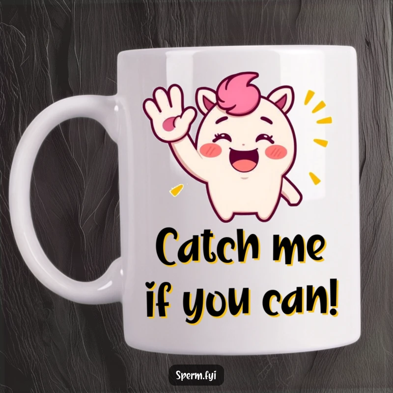 Funny Mug: Cheerful character with a big, silly, exaggerated wave, spreading joy and laughter in a graphic design.