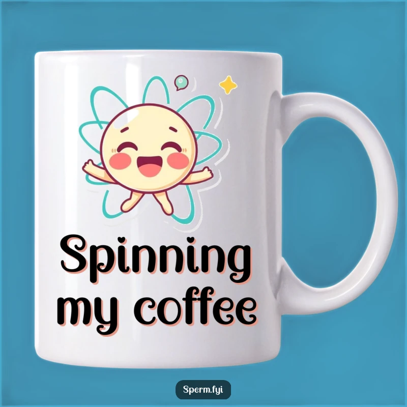 Funny Atom Spin Mug: Joyful Character Energy, Perfect Funny Gift!