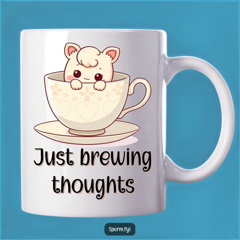 Funny Curious Teacup Mug: Character's Peek-a-Boo Gift for Tea Lovers