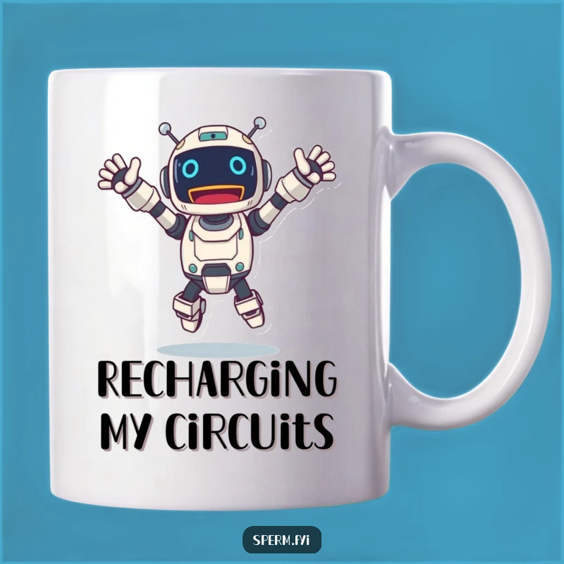 Funny Jumping Robot Mug: Excited Character Gift for Tech Lovers