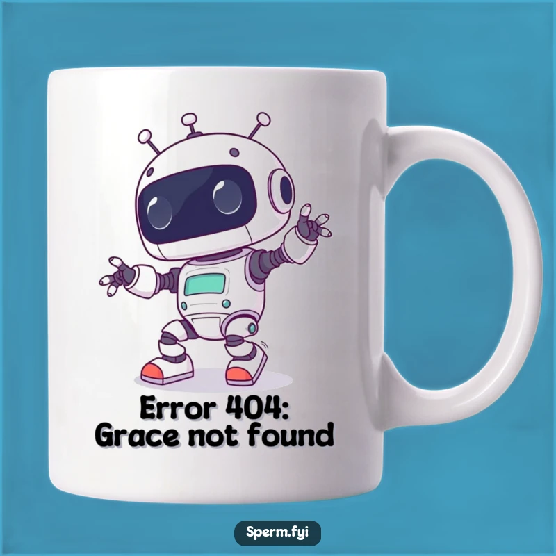 Funny Kawaii Robot Tripping Mug - Comical Tech Mishap Gift for Laugh Lovers