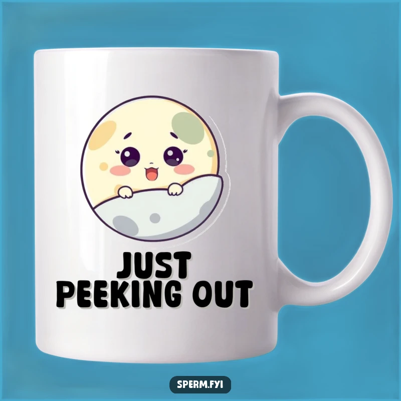 Funny Moon Peeking Mug: Adorable Surprise Space Character, Perfect Funny Gift!