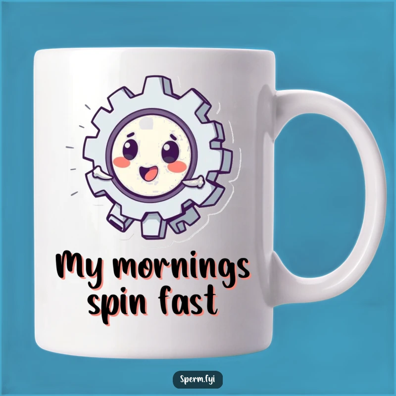 Funny Spinning Gear Mug: A Playful Character Gift for Mechanics and Engineers