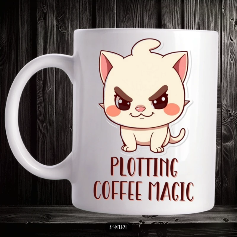 Funny Mug: A mischievous character sporting a sly, playful grin, hinting at secrets and fun.