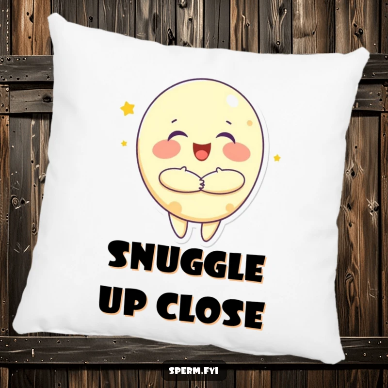 Funny pillow with a joyful moon character offering a big, comforting hug, designed for softness and cheerful decor.