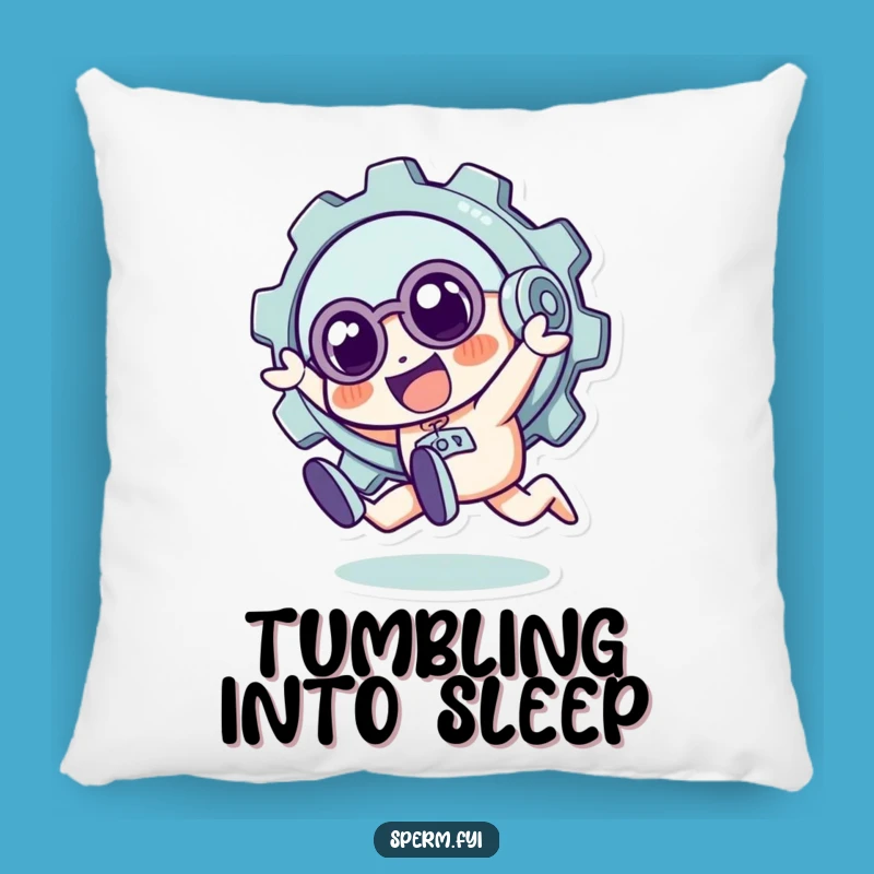 Funny Quirky Gear Tumble Pillow - Soft & Playful Accent Decor