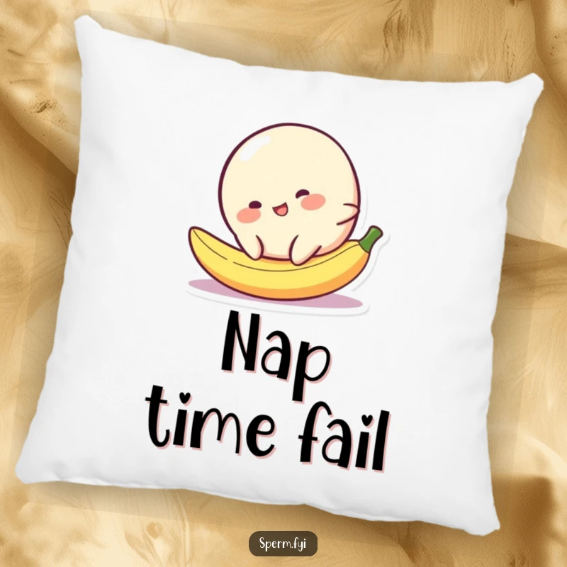 Funny blob character comically slipping on a tiny banana peel, offering a soft and humorous touch.