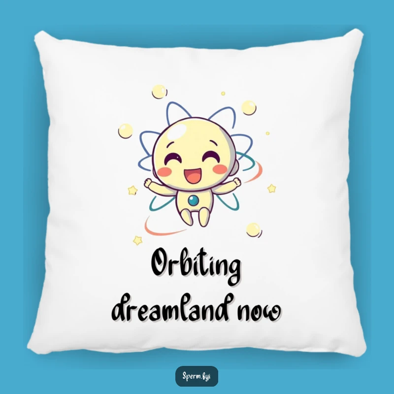 Funny Pillow: Delighted Electron Orbiting, a Comfy Science Humor Decorative Gift