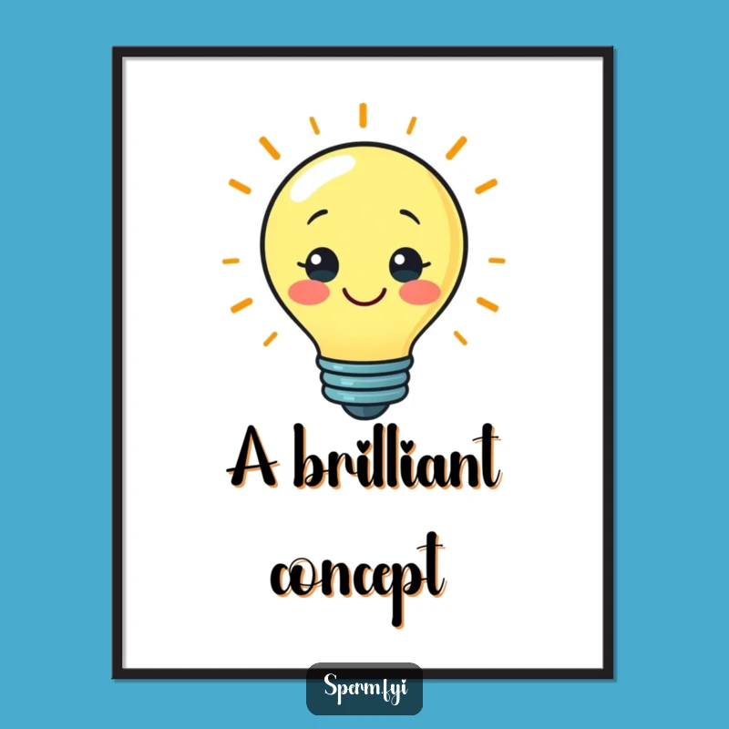 Funny Bright Idea Lightbulb Digital Art: Frame Your Genius Moment