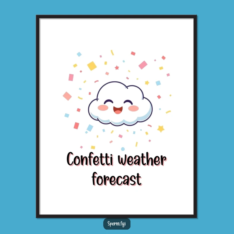 Funny Happy Cloud Confetti Digital Art - Instant Cheerful Download for Decor