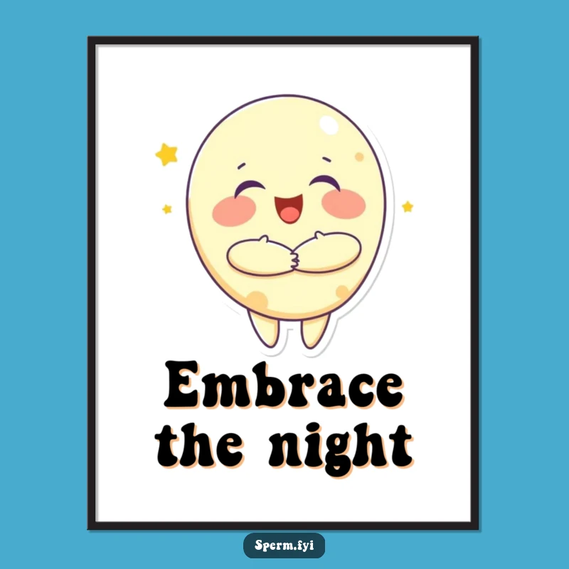 Funny Moon Hug Digital Art Print: Instant Comfort and Celestial Joy