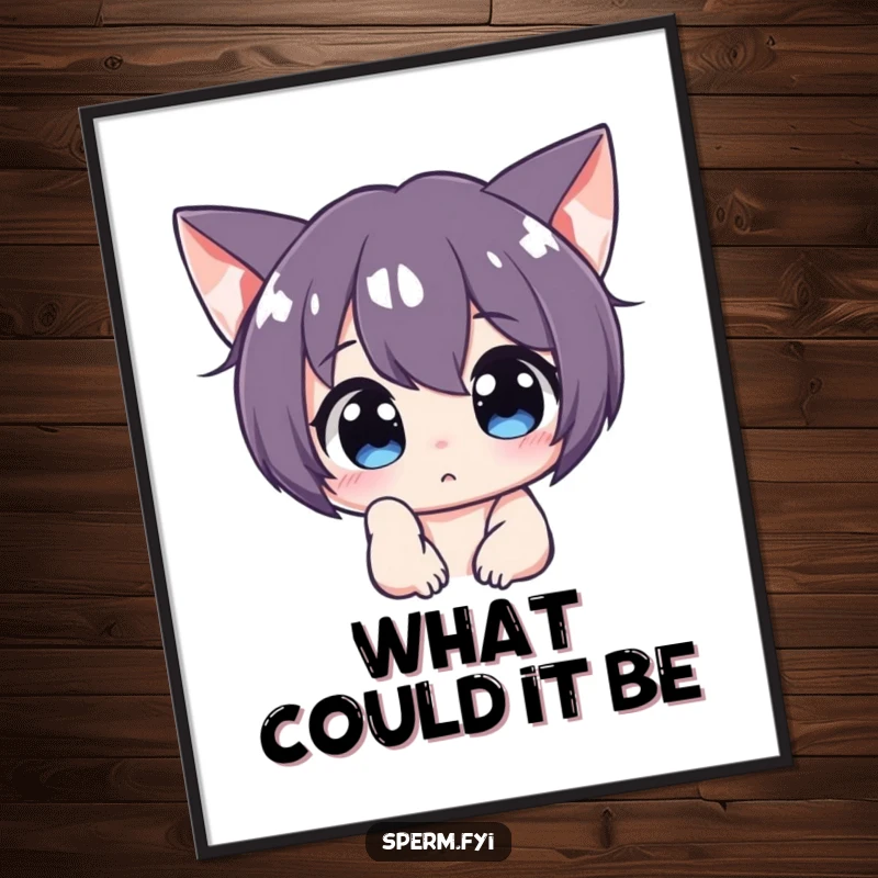 Funny digital art print of a curious character peering intently off-screen, ready for instant download.