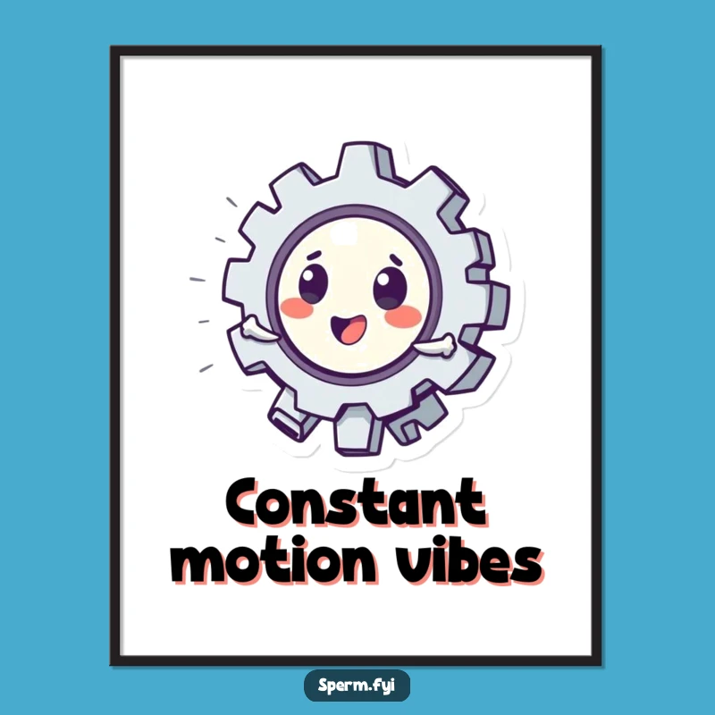 Funny Digital Art Print: Playful Gear Character Spinning, a Whimsical Humorous Download Gift