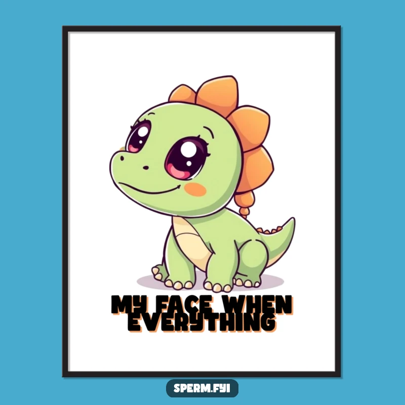 Funny Dinosaur Digital Art - Curious Wide Eyed Dino, Instant Humorous Download Gift