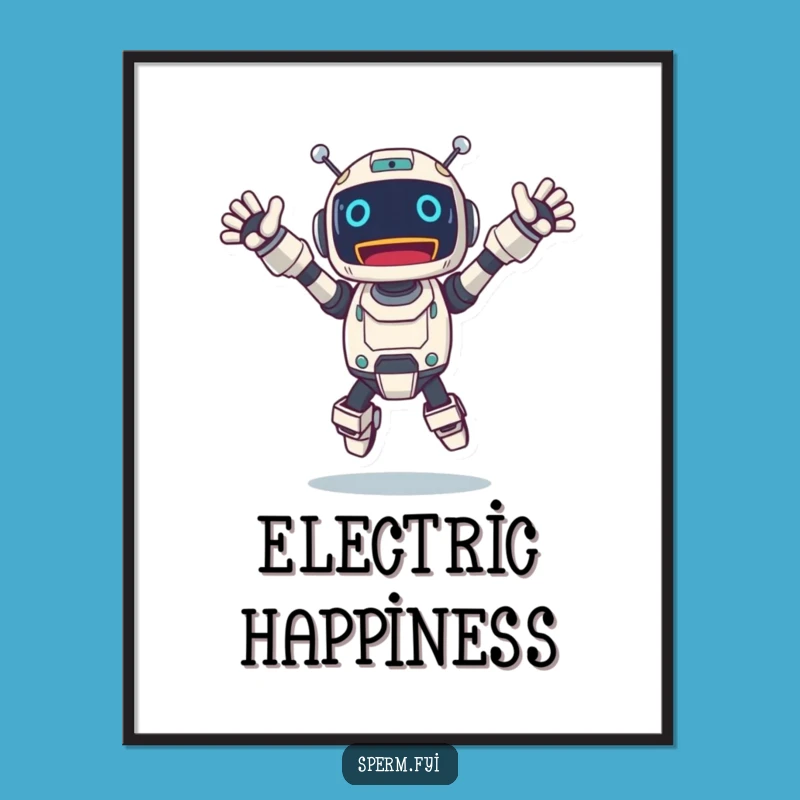 Funny Jumping Robot Digital Art: Energetic Wall Decor with Excitement