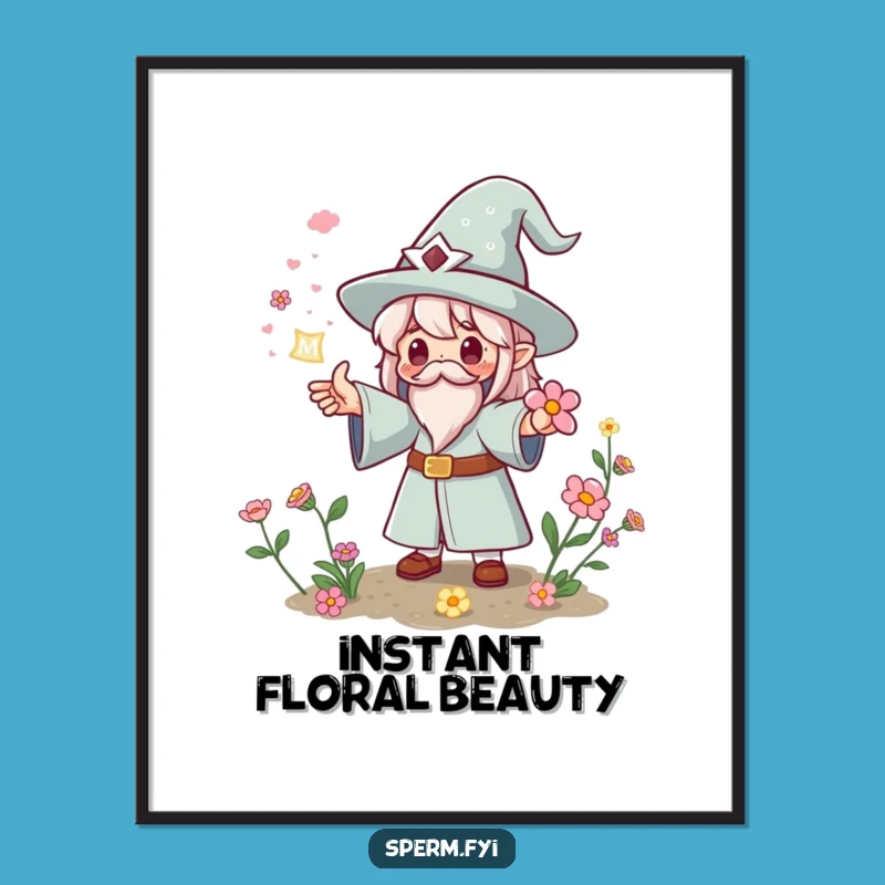 Funny Kawaii Enchanted Bloom Digital Print - Wizard Flower Art Gift