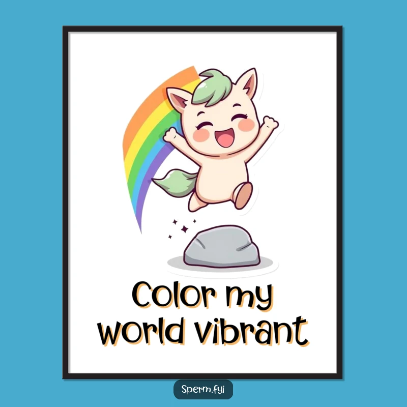 Funny Rainbow Leap Digital Art: Vibrant Print for Inspiring Spaces Gift