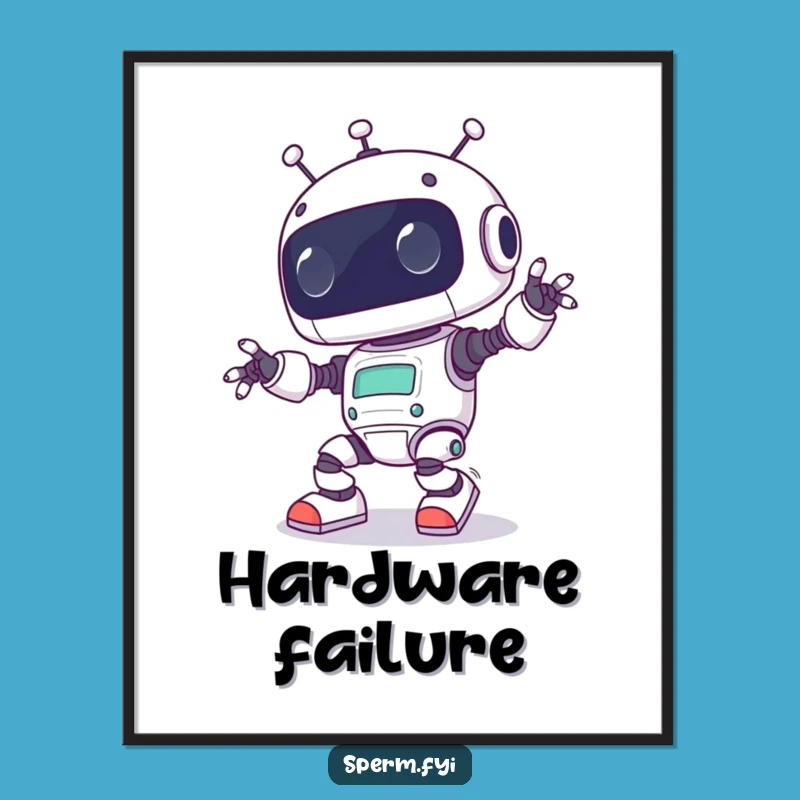 Funny Kawaii Robot Digital Art - Hilarious Tech Print for Instant Comical Decor