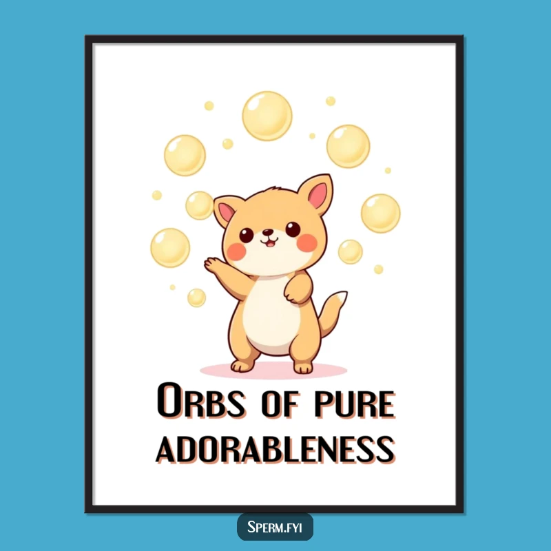 Funny Kawaii Juggler Digital Art: Printable Orb Balancing Act, Ideal Funny Gift Decor