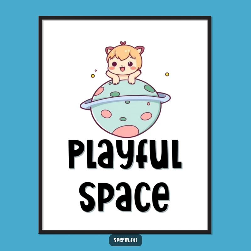 Funny Planet Bop Print - Playful Character Space Art - Gift!