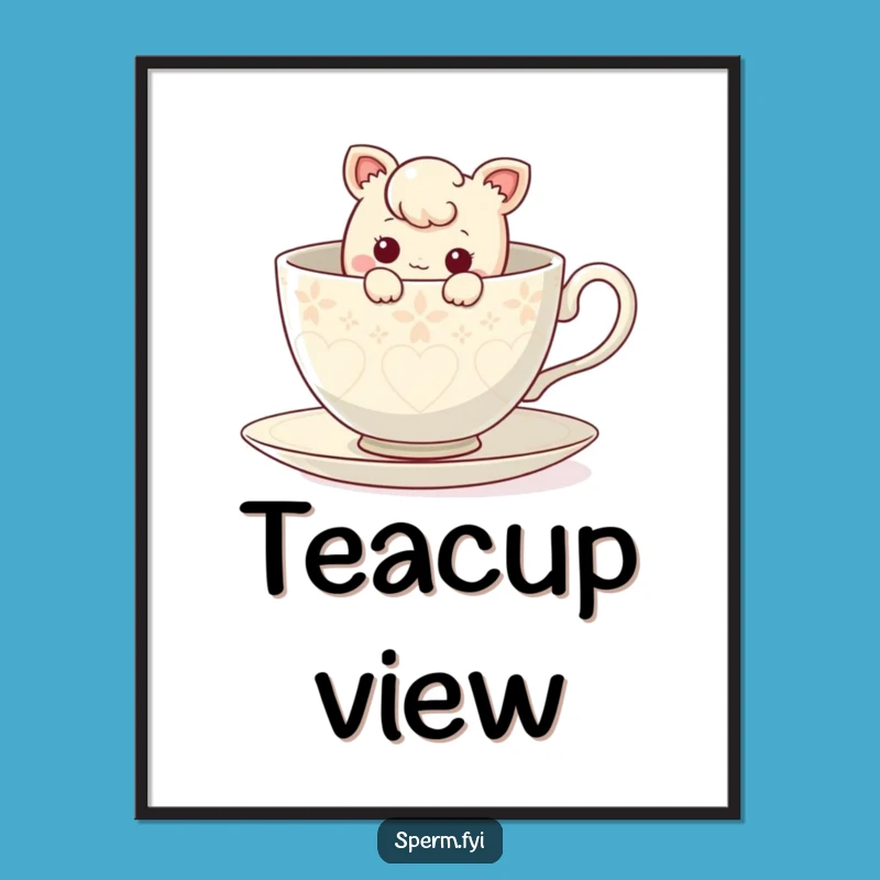 Funny Curious Teacup Digital Print: Character's Peek-a-Boo Download