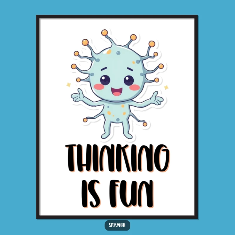 Funny Digital Art Print: Happy Neuron Sending Signals, a Whimsical Brain Humor Download Gift