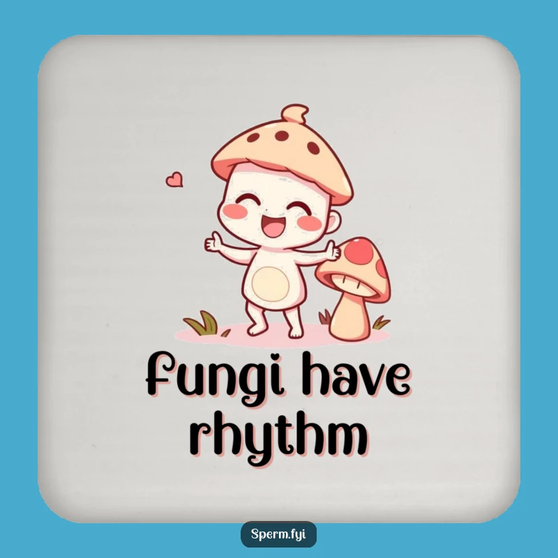 Funny Mushroom Dance Coaster: Giggling Character's Whimsical Table Art