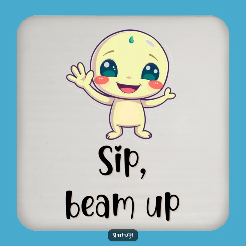 Funny Alien Wave Drink Coaster: Protect Surfaces with Space Charm, Cute Funny Gift!