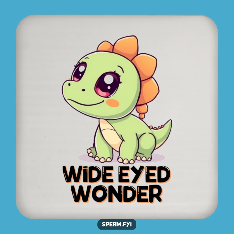 Funny Dinosaur Coaster - Curious Wide Eyed Dino, Protecting Surfaces Humorous Gift