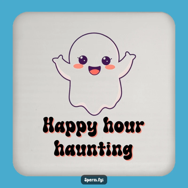 Funny Ghost Coaster - Cheerful Wobble Boo, Protect Surfaces Humorous Gift