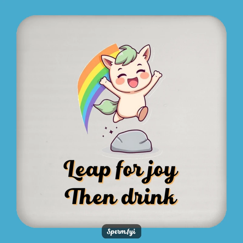 Funny Rainbow Leap Coaster: Vibrant Surface Protection with Joyful Flair Gift