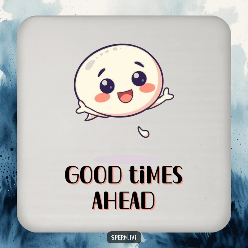 Funny Drink Coaster: A kawaii speech bubble character in an energetic bounce, providing surface protection with humor.