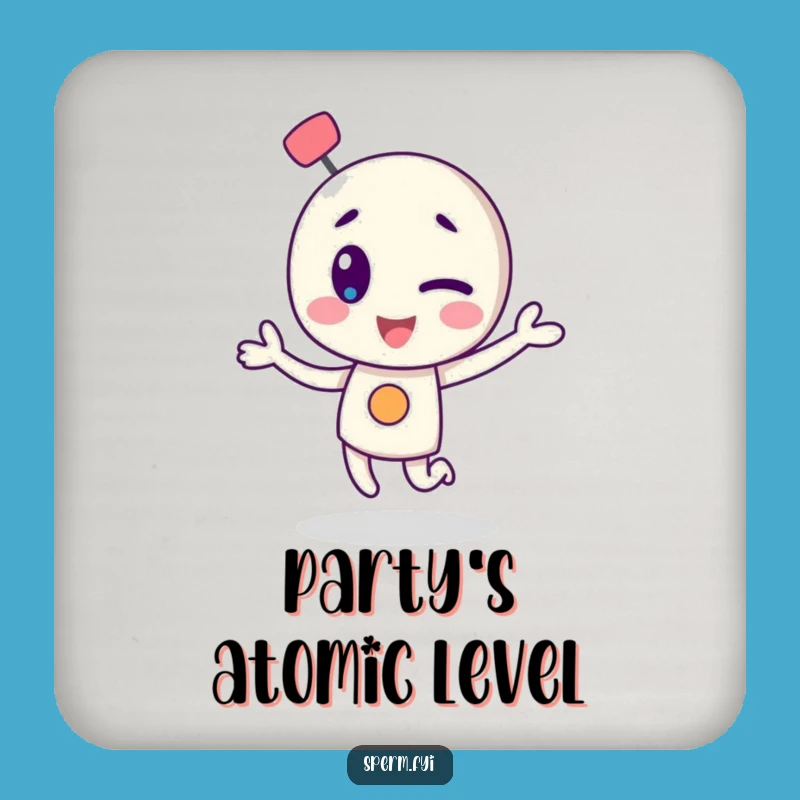 Funny Winking Atom Dance Coaster: Protect Surfaces with Atomic Flair