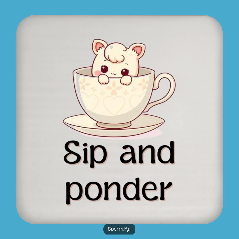 Funny Curious Teacup Coaster: Character's Peek-a-Boo Table Art