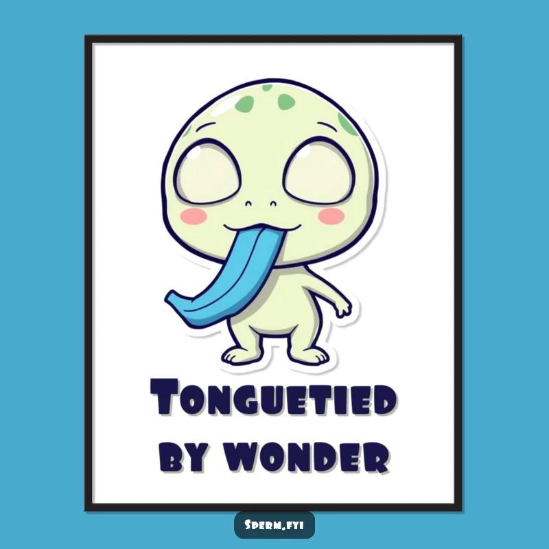 Funny Alien Poster: Surprised Tongue Art, Humorous Sci-Fi Decor Gift