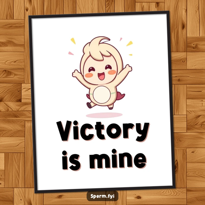 Funny Poster: A dynamic illustration of a happy character mid-hop, radiating joy and celebration.