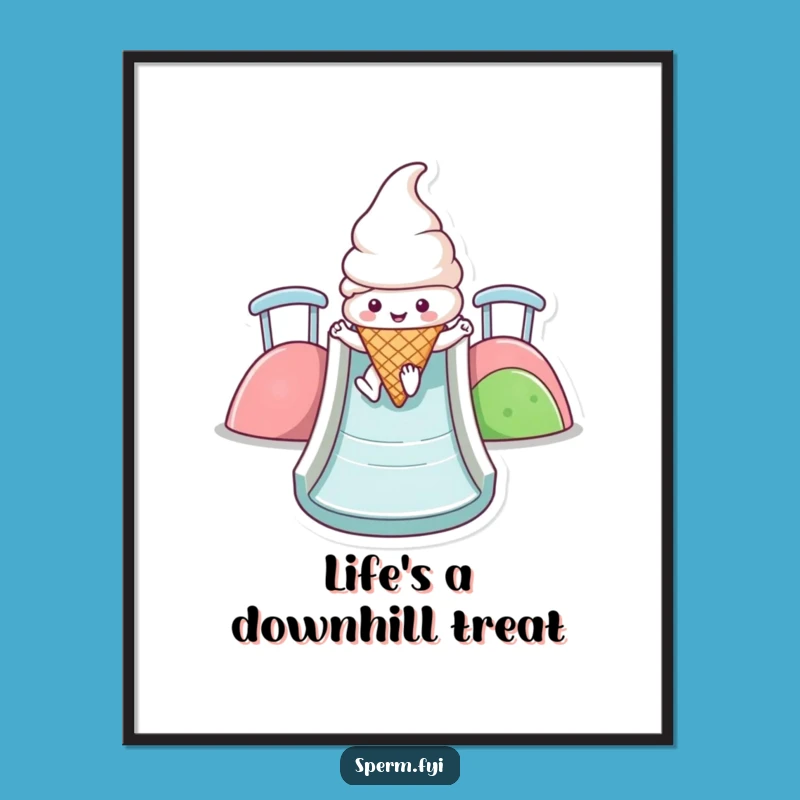 Funny Kawaii Ice Cream Poster: Vibrant Slide Art, Perfect Funny Gift for Walls