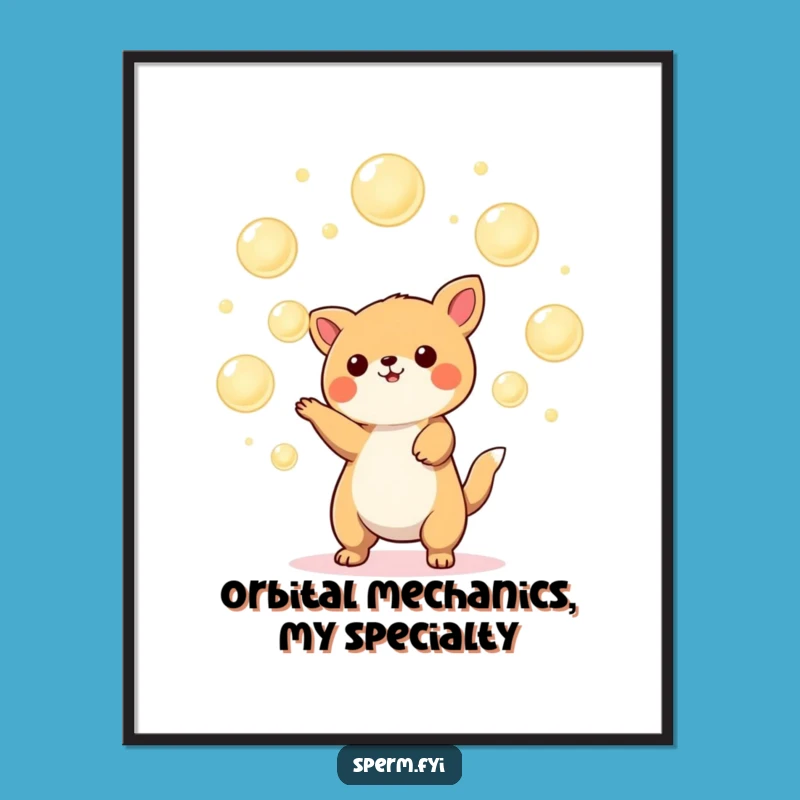 Funny Kawaii Juggler Poster: Vibrant Orb Balancing Act Art, Perfect Funny Gift for Walls