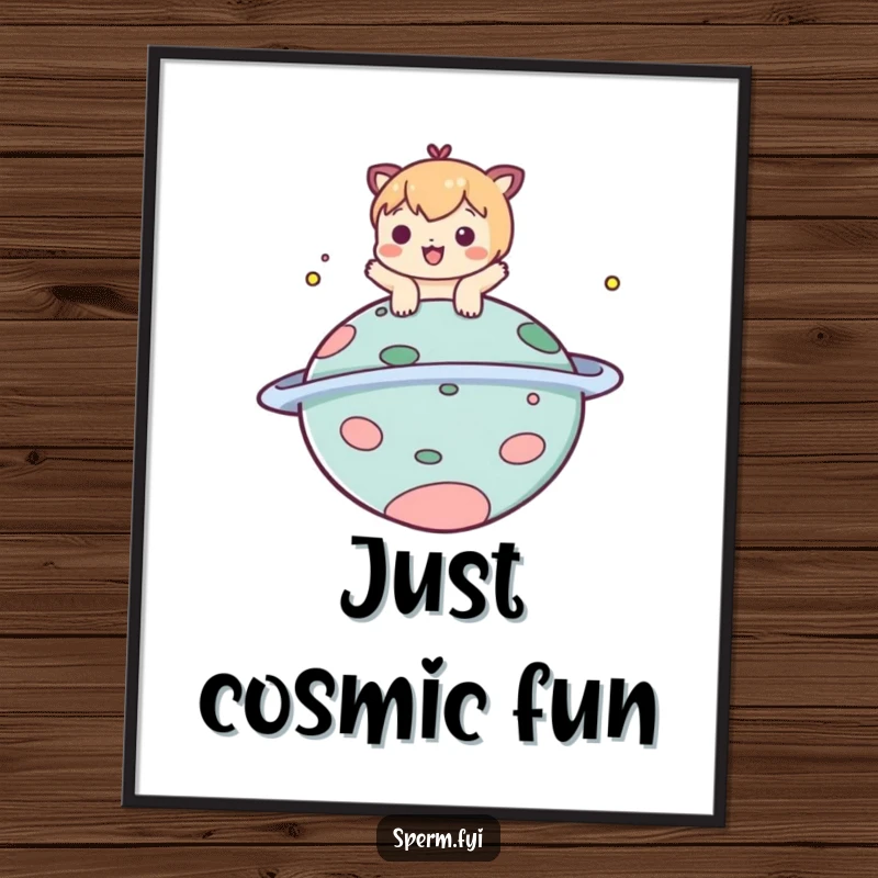 Funny poster of a playful character bopping a comical planet, adding whimsical fun and humor to decor.