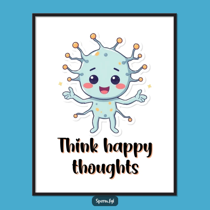 Funny Poster: Happy Neuron Sending Signals, a Whimsical Brain Art Funny Gift