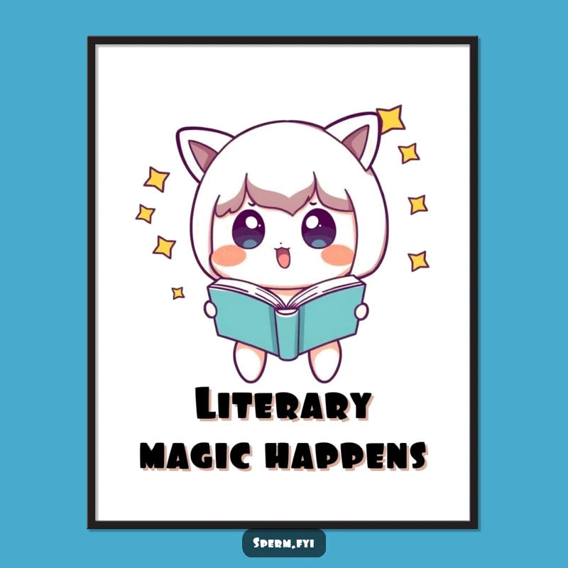 Funny Starry Book Poster: Surprised Character's Magical Wall Art